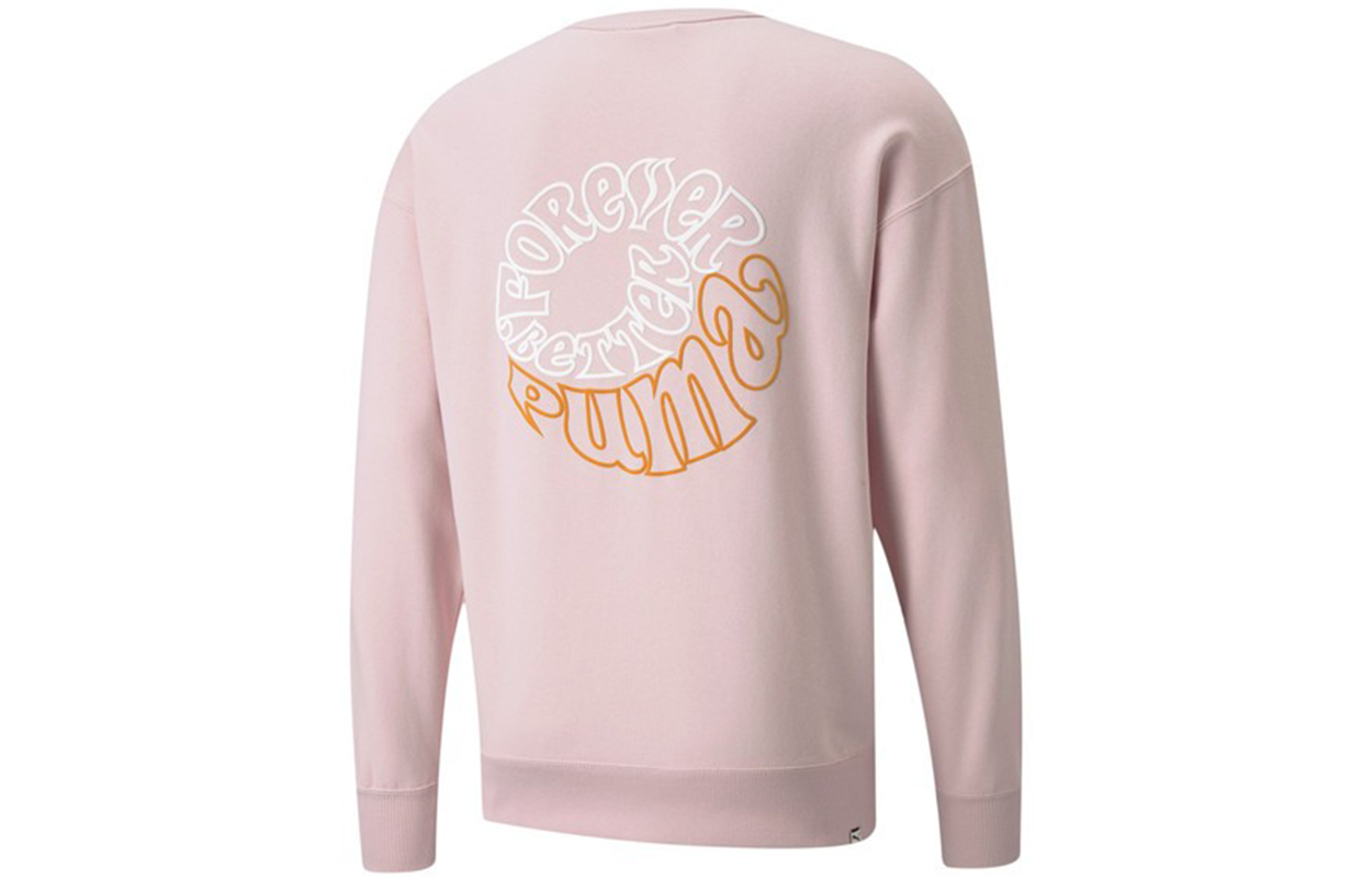 Puma Downtown Pink Crewneck Sweatshirt with Rotating Logo Print 533037-36