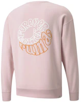 Puma Downtown Pink Crewneck Sweatshirt with Rotating Logo Print 533037-36 Puma Downtown Pink Crewneck Sweatshirt with Rotating Logo Print 533037-36