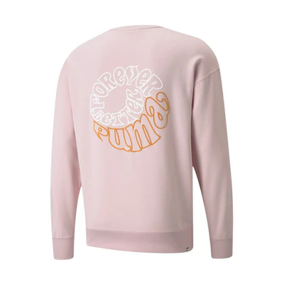 Puma Downtown Pink Crewneck Sweatshirt with Rotating Logo Print 533037-36