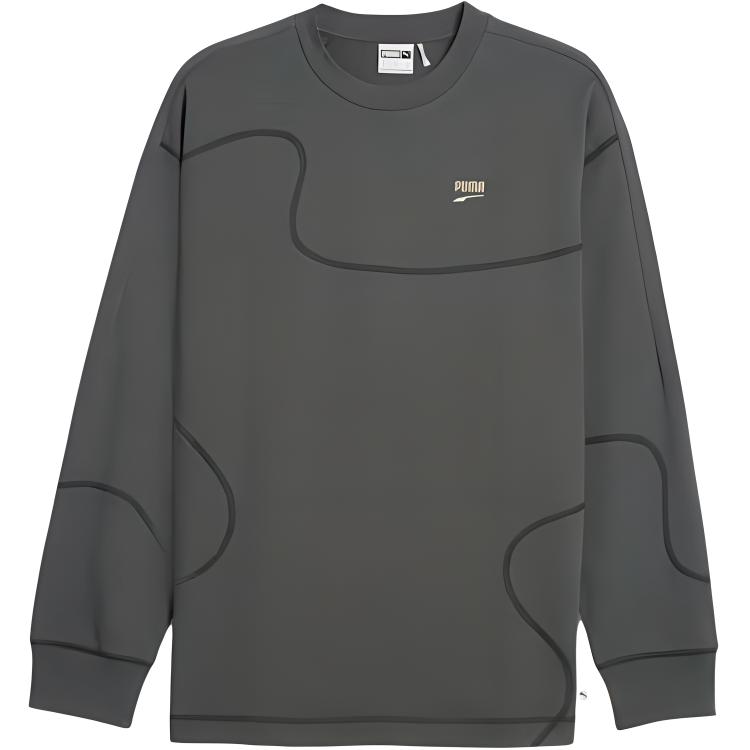 Puma Downtown Re Crewneck Sweatshirt Mineral Gray Unisex Casual Embroidered Logo 624404-80