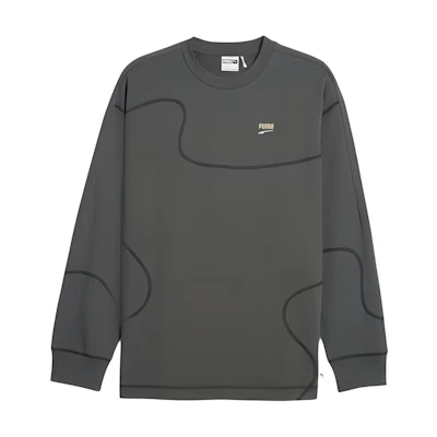 Puma Downtown Re Crewneck Sweatshirt Mineral Gray Unisex Casual Embroidered Logo 624404-80