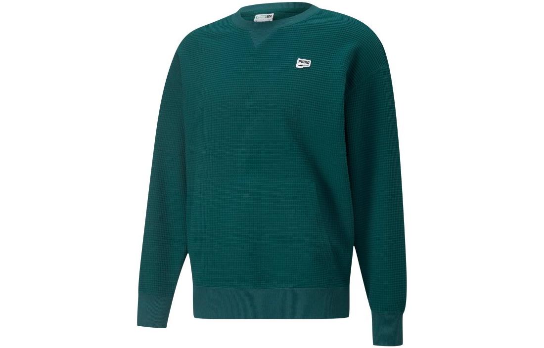 Puma Downtown Retro Pocket Pullover Crewneck Sweatshirt Green 537730-24