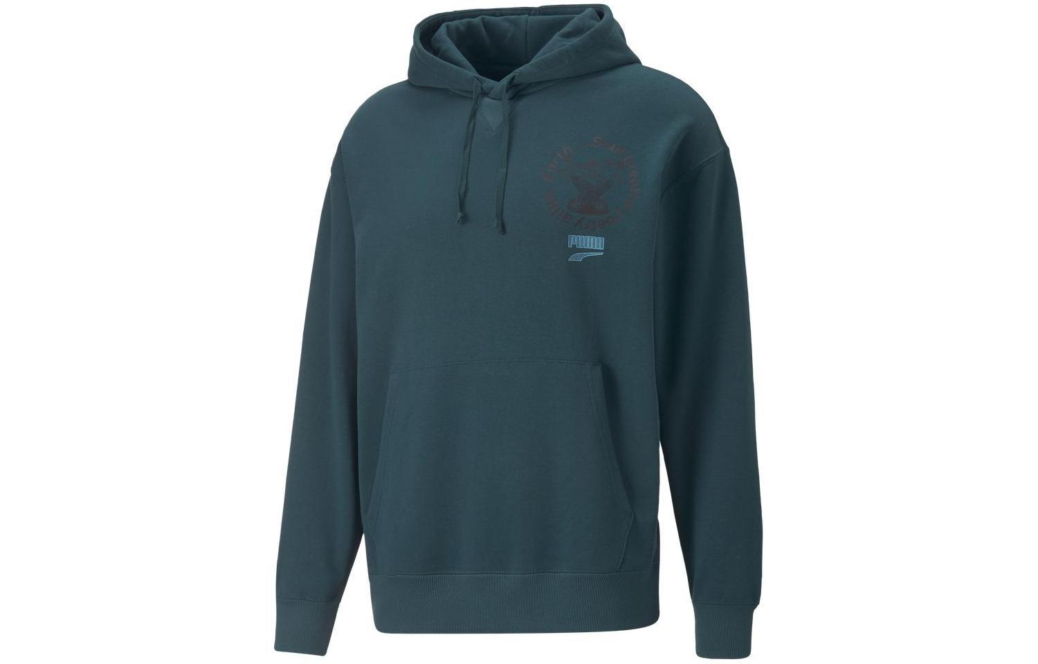 Puma Downtown Solid Color Oversized Hoodie Men’s Teal Green 535673-24