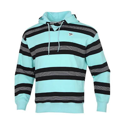 Puma Downtown Striped Colorblock Pullover Hoodie Aruba Blue - 599188-33