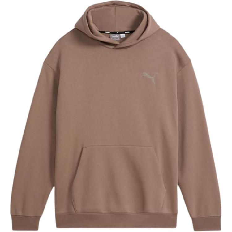 Puma Elevated Full Length Hoodie Grayish-Brown Cozy Pullover Sweatshirt 674079-89