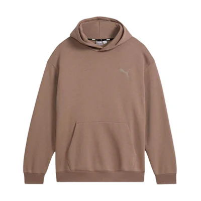 Puma Elevated Full Length Hoodie Grayish-Brown Cozy Pullover Sweatshirt 674079-89