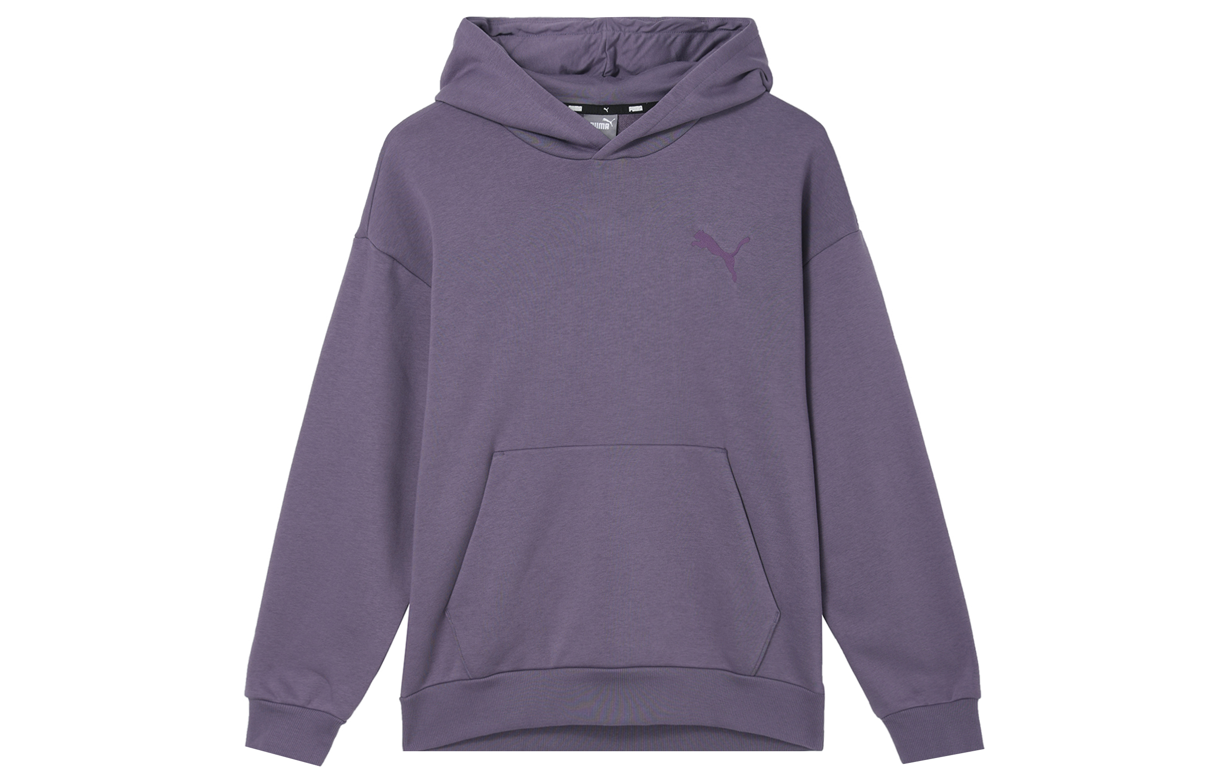 Puma Elevated Hoodie FL Charcoal Grey Purple Embroidered Logo Pullover 686854-61