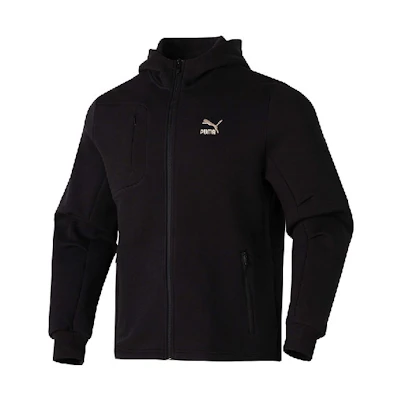 Puma Embroidered Casual Zip Hoodie Jacket - Black 625208-01