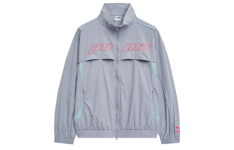 Puma Embroidered Lettering Full-Zip Stand Collar Jacket Unisex - Gray 628086-63