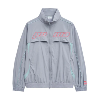 Puma Embroidered Lettering Full-Zip Stand Collar Jacket Unisex - Gray 628086-63