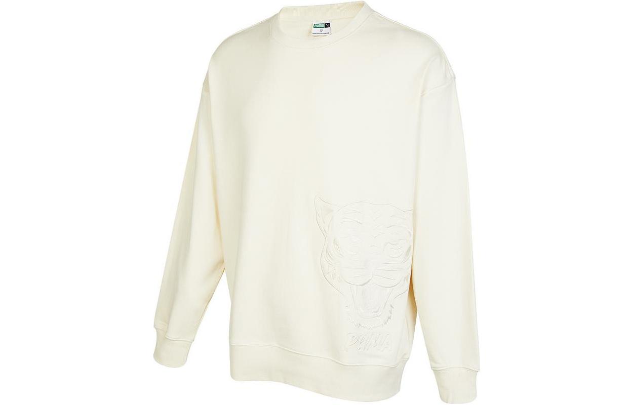 Puma Embroidered Tiger Head Crewneck Sweatshirt Unisex White 539756-97