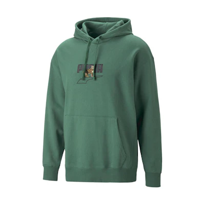 Puma Embroidered Tiger Logo Hoodie Green - Casual Loose Fit 538244-37