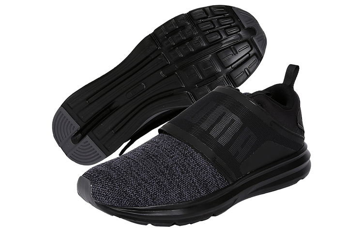 Puma Enzo Strap Knit Low Top Running Shoes Black 圖 4
