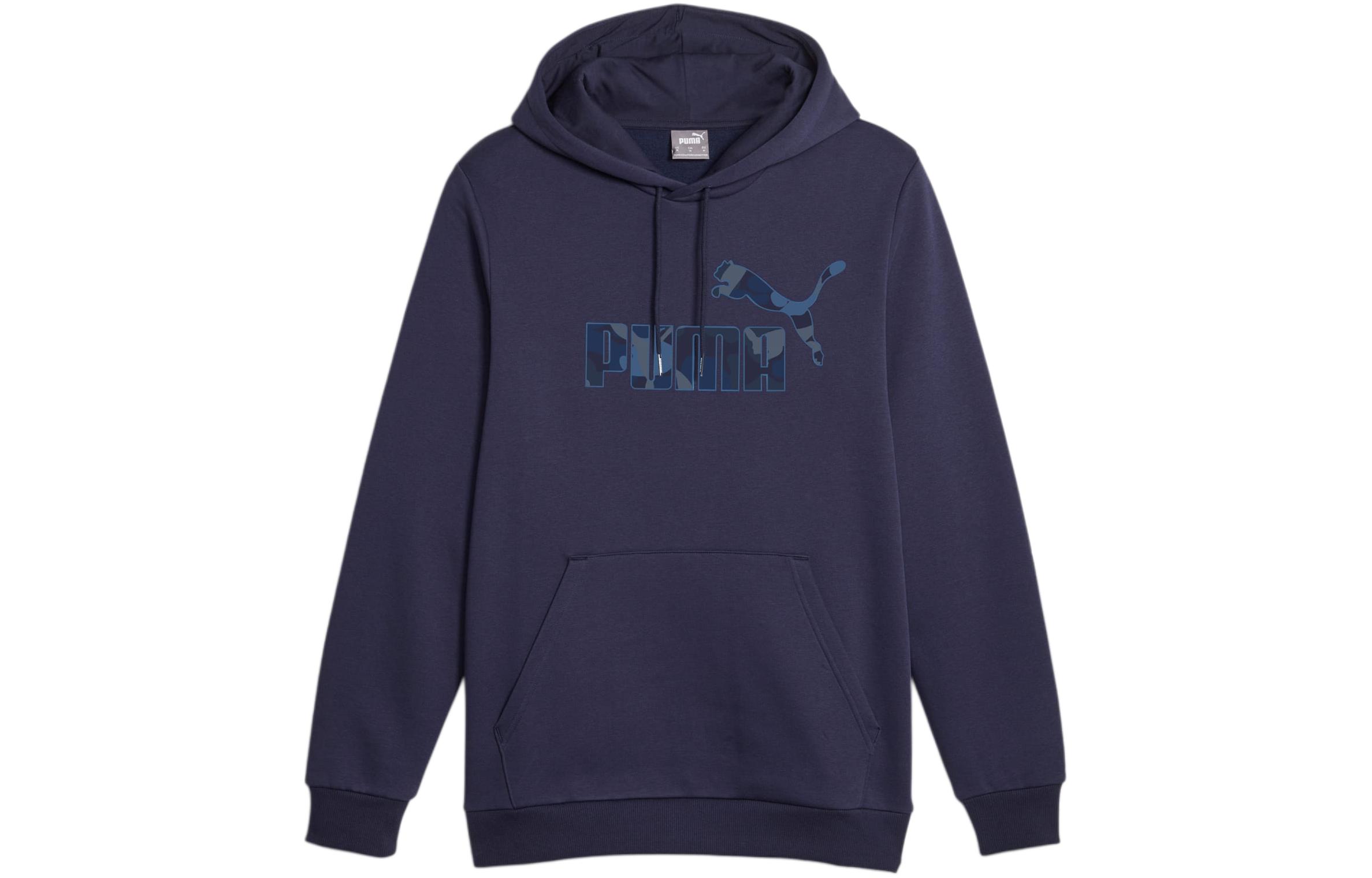 Puma ESS+ CAMO Graphic Hoodie Blue Casual Pullover with Letter Print 675946-06