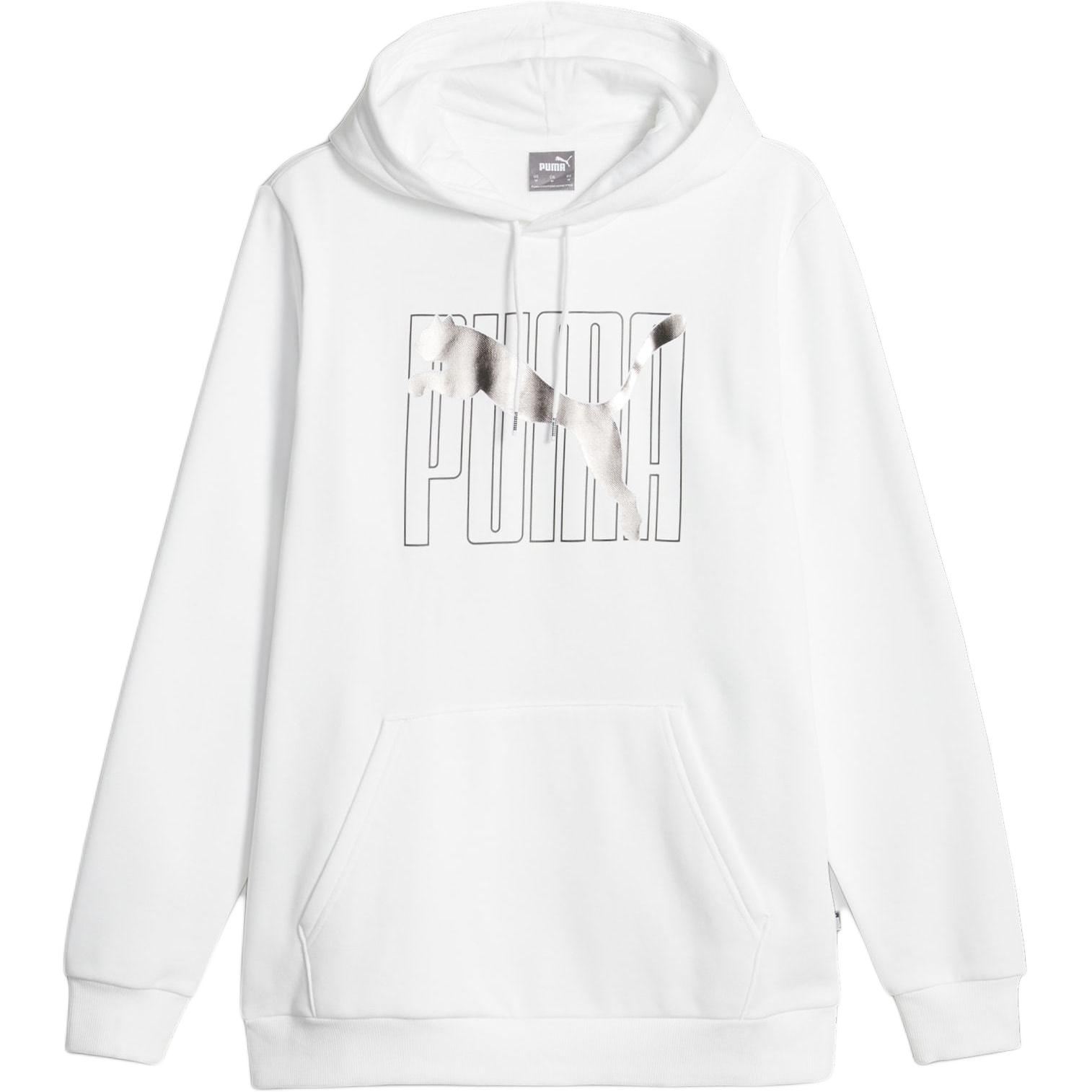 Puma ESS+ Lab Hoodie White - Logo Design Pullover Long Sleeve 675924-02