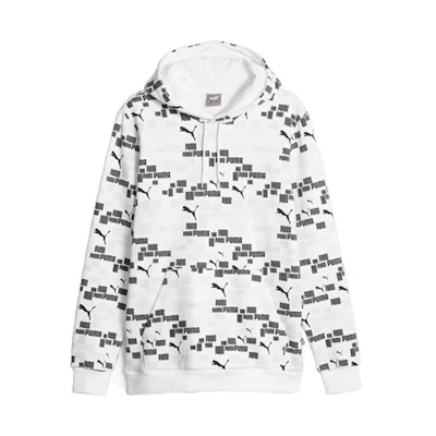 Puma ESS+ LAB White Hoodie with Logo Print and All-Over Pattern 676819-02