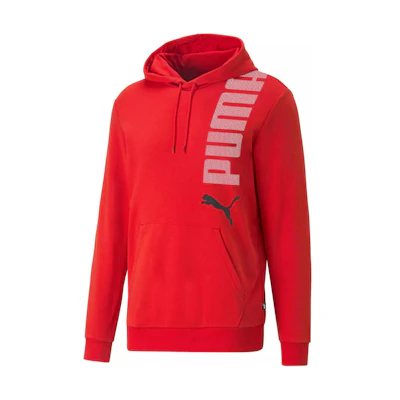 Puma ESS+ Logo Lab Red Hoodie with Printed Logo Design 673374-11