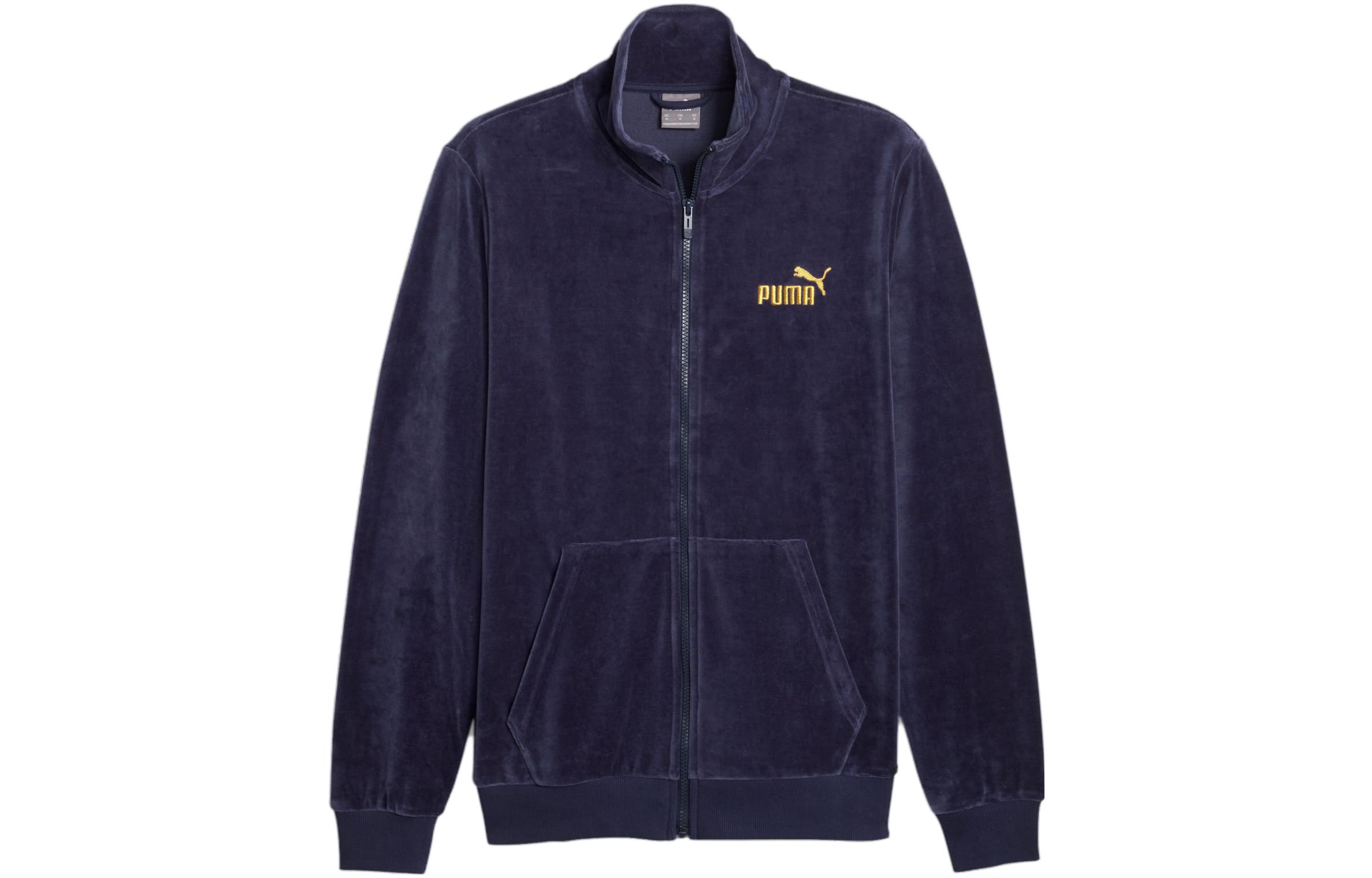 Puma ESS+ Minimal Gold Navy Blue Embroidered Casual Jacket 680016-06