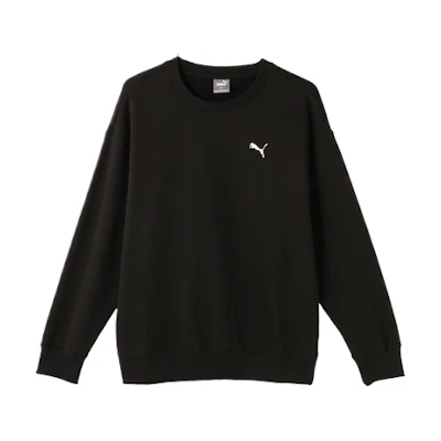 Puma ESS Crew FL Oversized Fleece Sweatshirt Unisex Black Casual Wear 632292-01