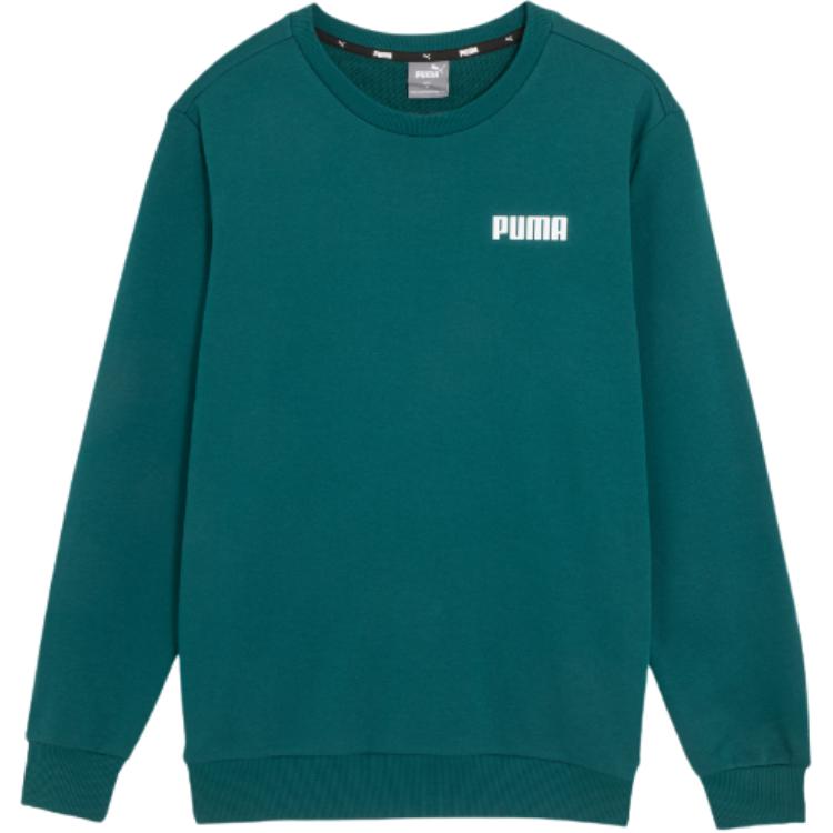 Puma ESS Crew Sweatshirt Green Logo Print Casual Pullover 683871-24