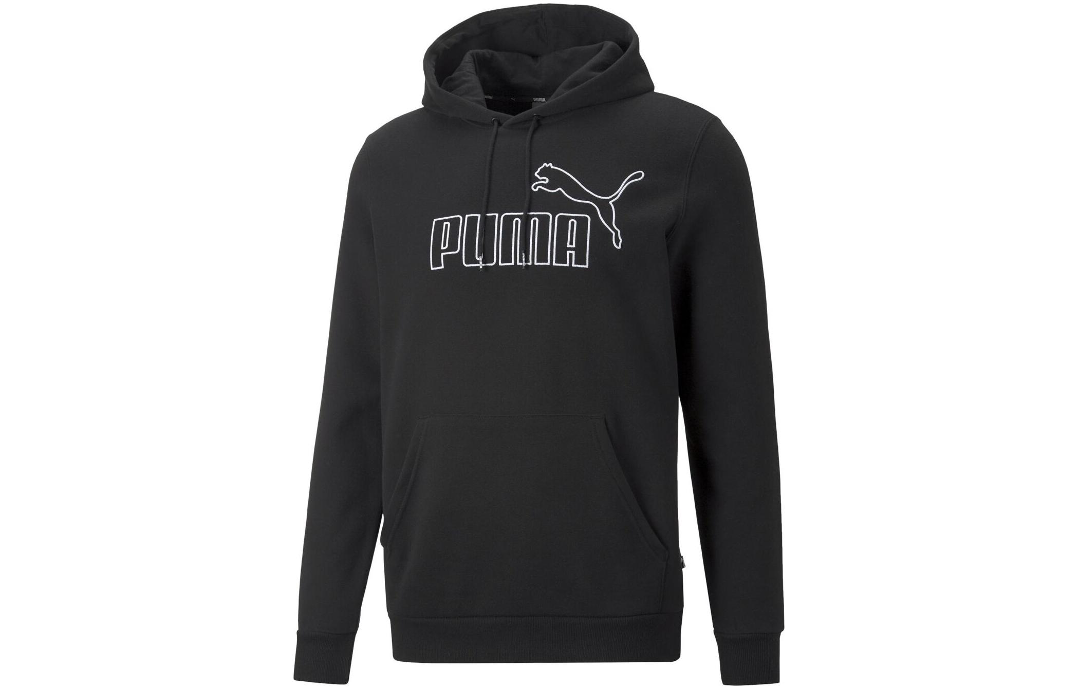 Puma ESS Elevated Hoodie Black with Embroidered Logo Pullover 673387-01
