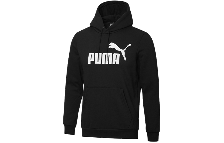 Puma ESS Logo Black Graphic Hoodie with Fleece Lining for Casual Wear 586917-01