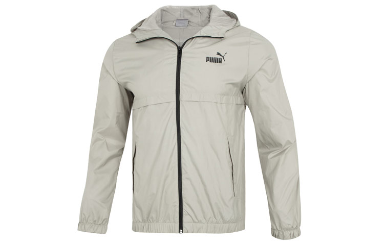 Puma Ess Solid Windbreaker Logo Hooded Jacket - Slate Gray Fall Casual Wear 849462-68