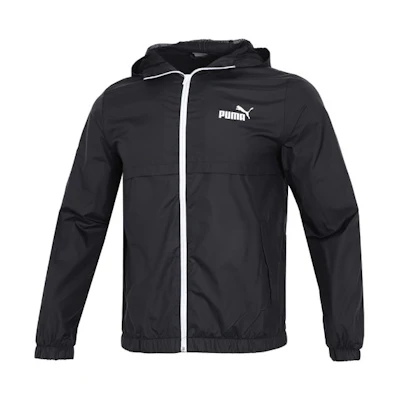Puma Ess Solid Windbreaker Logo Hoodie Jacket Black Athleisure Fall Style 849462-01