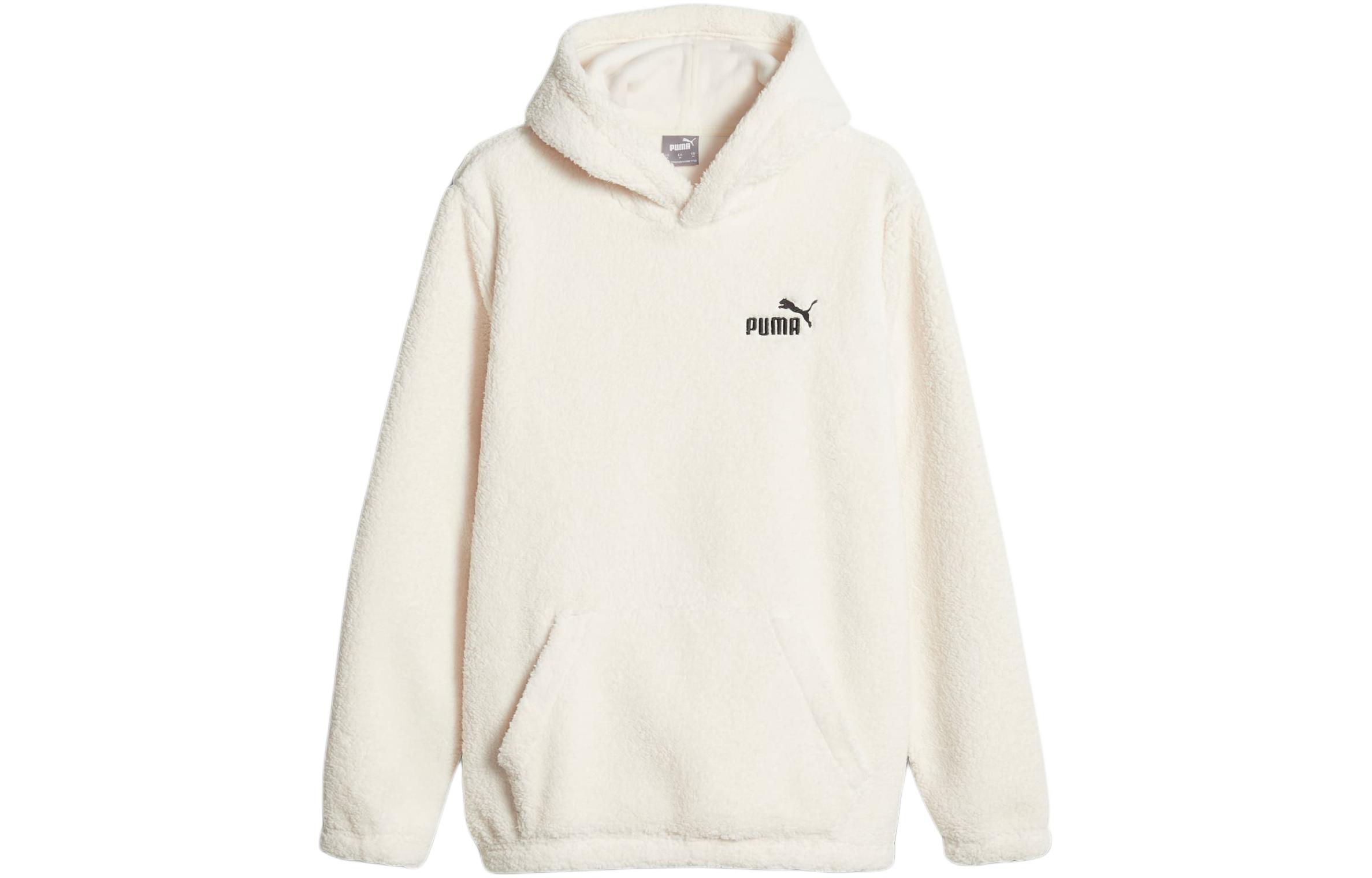 Puma ESS White Sherpa Fleece Hoodie Casual Long Sleeve Pullover 678440-87