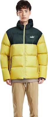Puma 基本款徽標拼色羽絨外套 男款 冬季 亮黃色 530695-99 Shop Puma 基本款徽標拼色羽絨外套 男款 冬季 亮黃色 530695-99