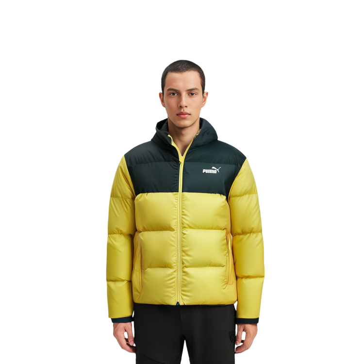 Sizing Puma 基本款徽標拼色羽絨外套 男款 冬季 亮黃色 530695-99