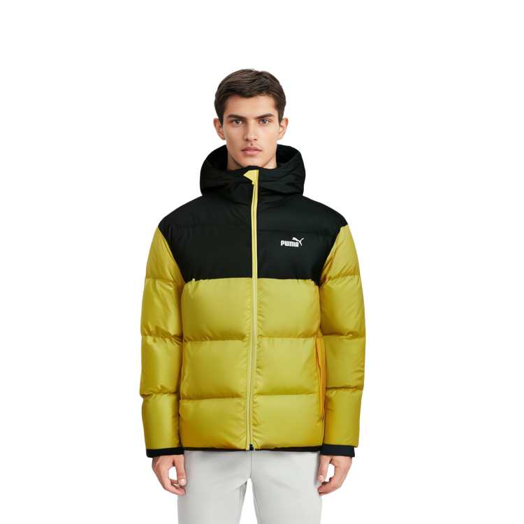 Cheap Puma 基本款徽標拼色羽絨外套 男款 冬季 亮黃色 530695-99