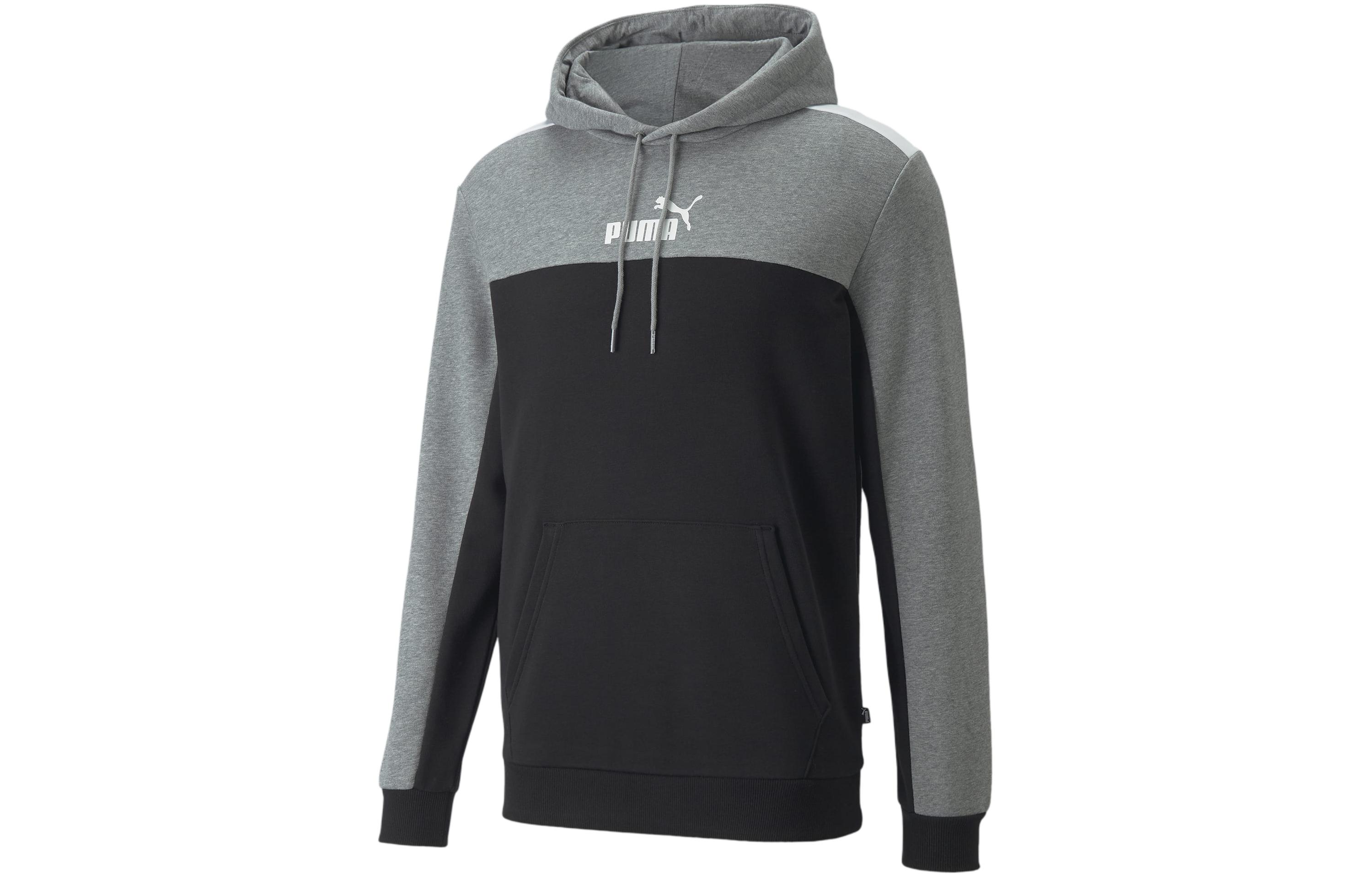 Puma Essentials+ Block Hoodie Colorblocked Graphic Black Long Sleeve 847428-01