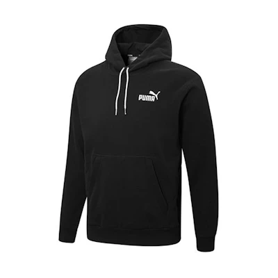 Puma Essentials+ Hoodie Black with Embroidered Logo and Contrast Drawstrings 849585-01