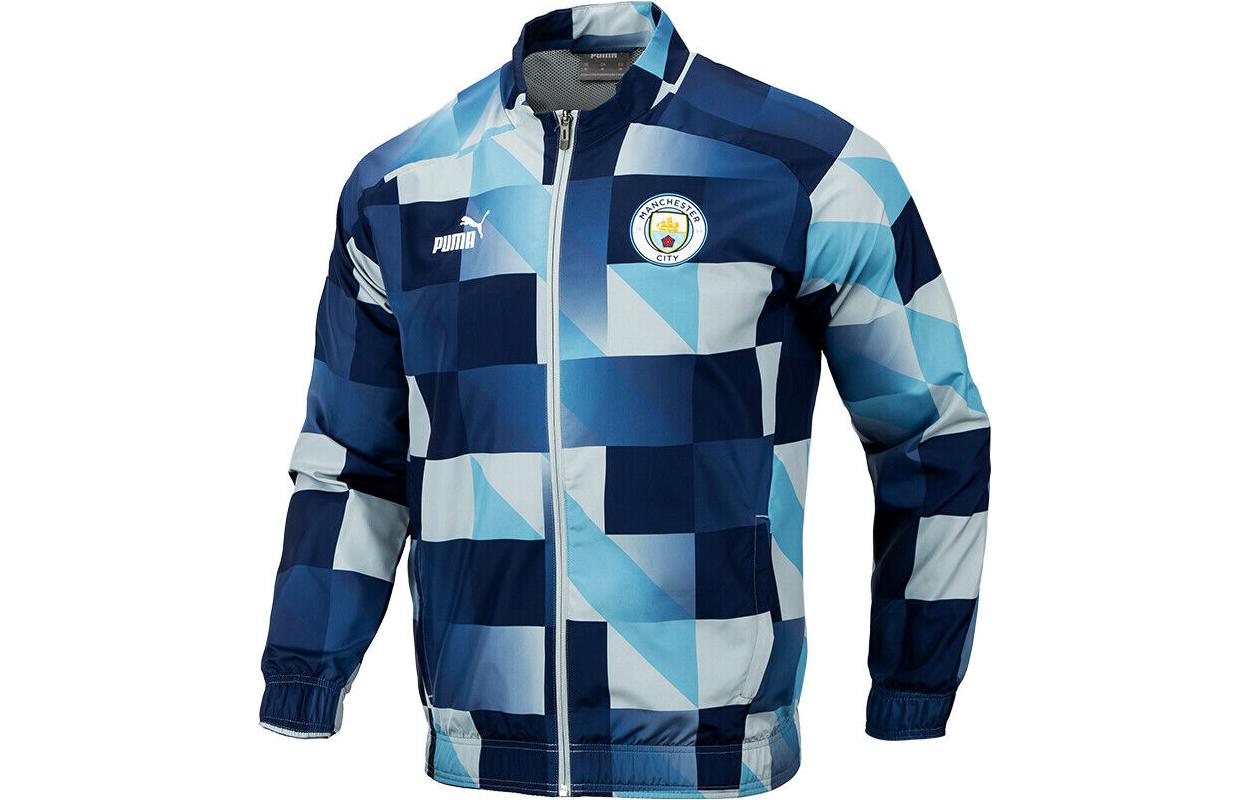 Puma Essentials+ Logo Printed Blue Plaid Breathable Jacket for Men 769468-13