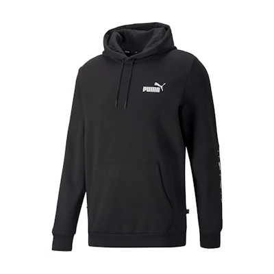 Puma Essentials+ Tape Graphic Hoodie Black Comfortable Casual Pullover 849040-01
