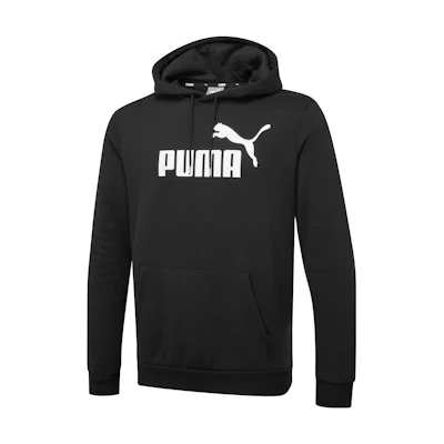 Puma Essentials Big Logo Hoodie Men Black - Letter Print Pocket Pullover 586686-01