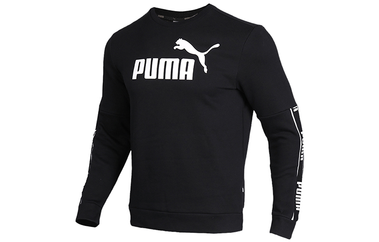 Puma Essentials Black Fleece Pullover Sweatshirt Warm Casual Wear 580429-01