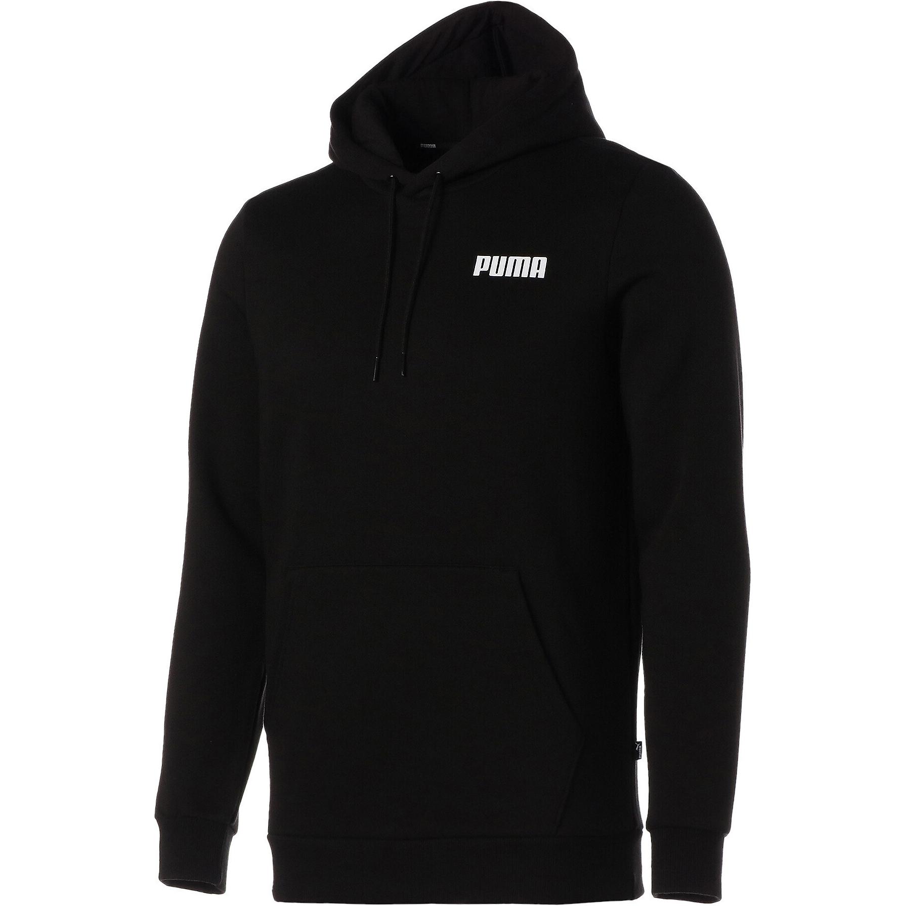 Puma Essentials Black Hoodie - Letter Print Pullover Long Sleeve 847227-01