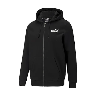 Puma Essentials Full-Zip Logo Hoodie Black Casual Solid Color 586702-01