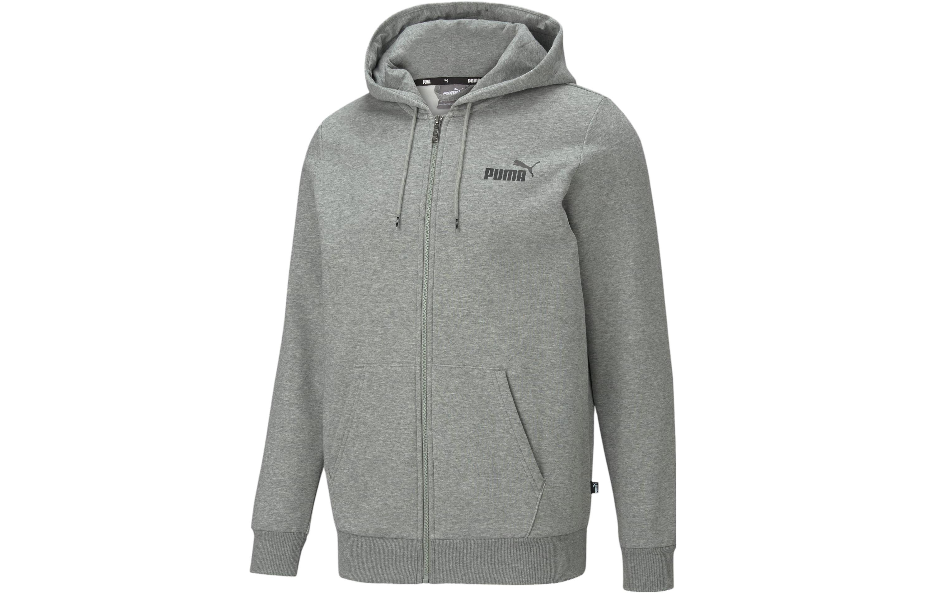 Puma Essentials Full-Zip Logo Hoodie Grey Casual Solid Color Design 586702-03