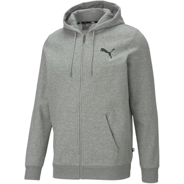 Puma Essentials Grey Logo Hooded Zip-Up Casual Soft Jacket 586702-53
