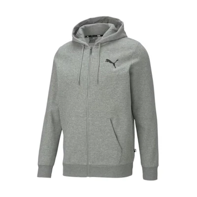 Puma Essentials Grey Logo Hooded Zip-Up Casual Soft Jacket 586702-53