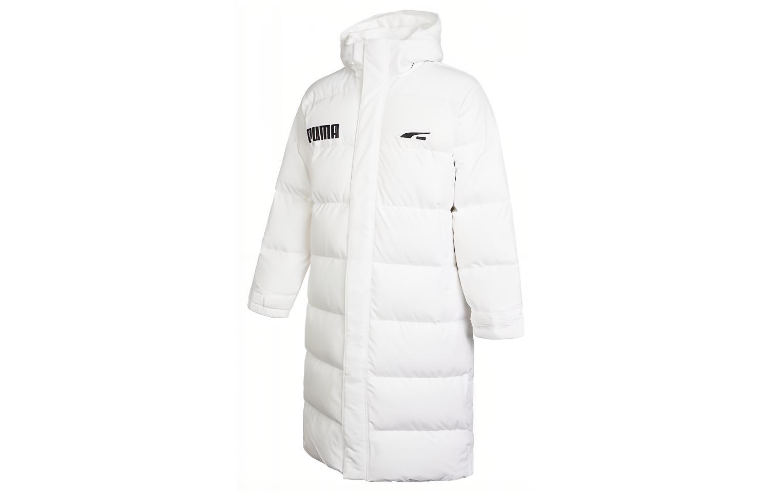 PUMA Essentials Logo Hooded Puffer Jacket Unisex Couple Style White. 539730-02