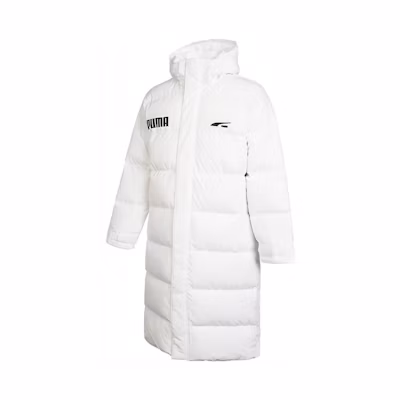 PUMA Essentials Logo Hooded Puffer Jacket Unisex Couple Style White. 539730-02