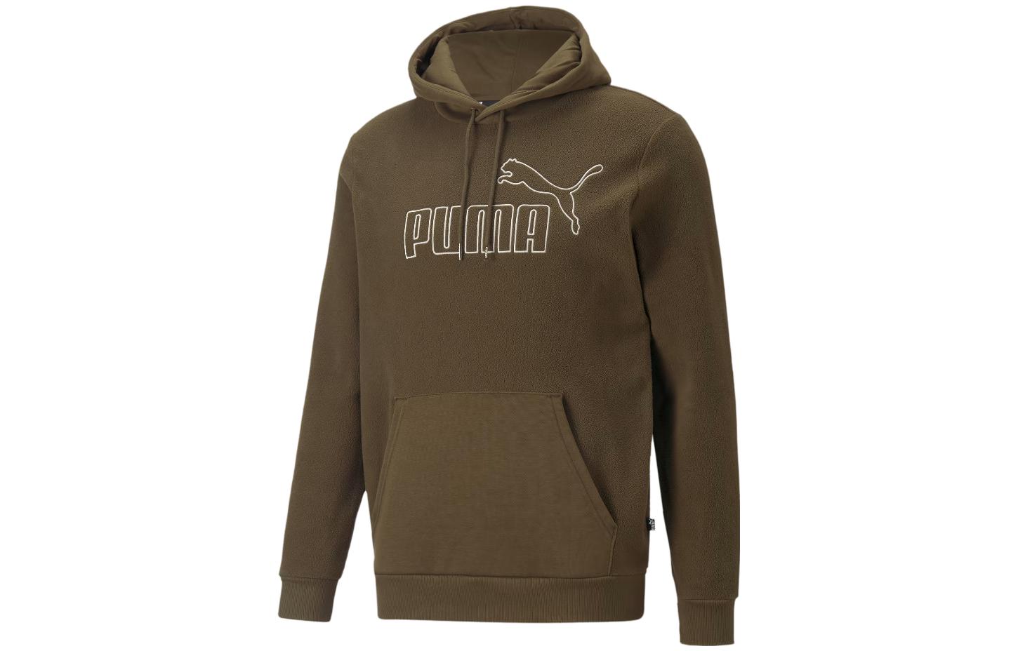Puma Essentials Olive Pullover Hoodie with Embroidered Logo 849891-62