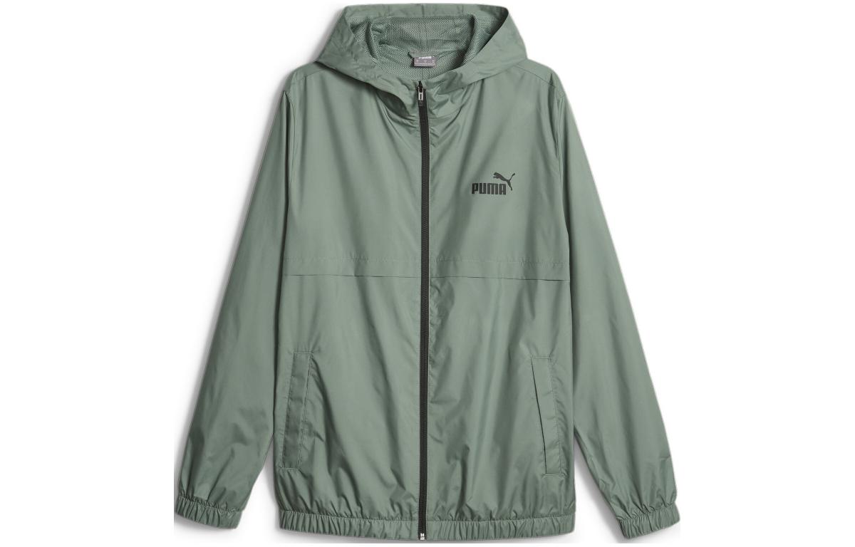 Puma Essentials Solid Windbreaker Logo Hooded Jacket Deep Green 847484-44