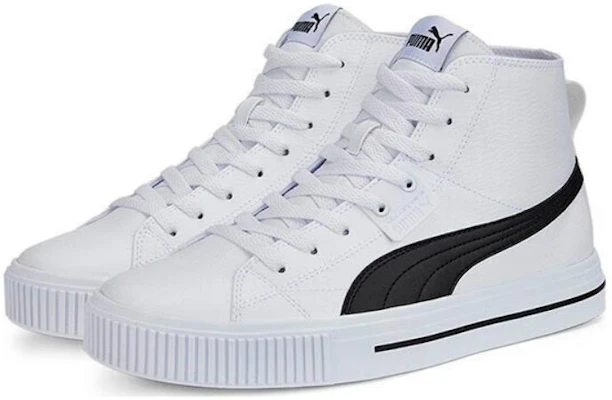 PUMA Ever Mid Sl 防滑耐磨輕便 中筒 板鞋 男女同款 白黑 Lookbook PUMA Ever Mid Sl 防滑耐磨輕便 中筒 板鞋 男女同款 白黑
