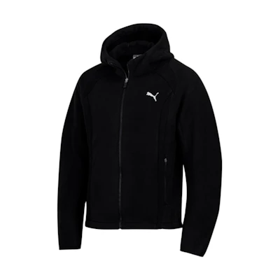 Puma Evostripe Full-Zip Hoodie Jacket Black Model with Logo Print 933463-01