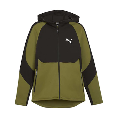 Puma EVOSTRIPE Full-Zip Hoodie Olive Green Colorblock Casual Wear 678995-33